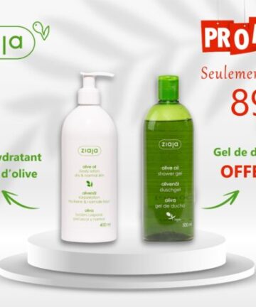 Ziaja Lotion Hydratant 400ml + Gel douche 400ml Olive Naturel Pack