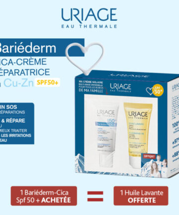 Uriage – Bariéderm – Cica-Crème SPF50+ au Cuivre-Zinc – 40 ml = Uriage Huile Lavante 50ml OFFERTE